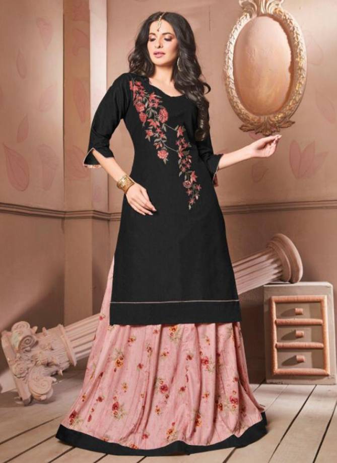 R STUDION TANUJA VOL-3 Fancy Ethnic Wear Flax Cotton Embroidery Kurti With Skirt Collection
